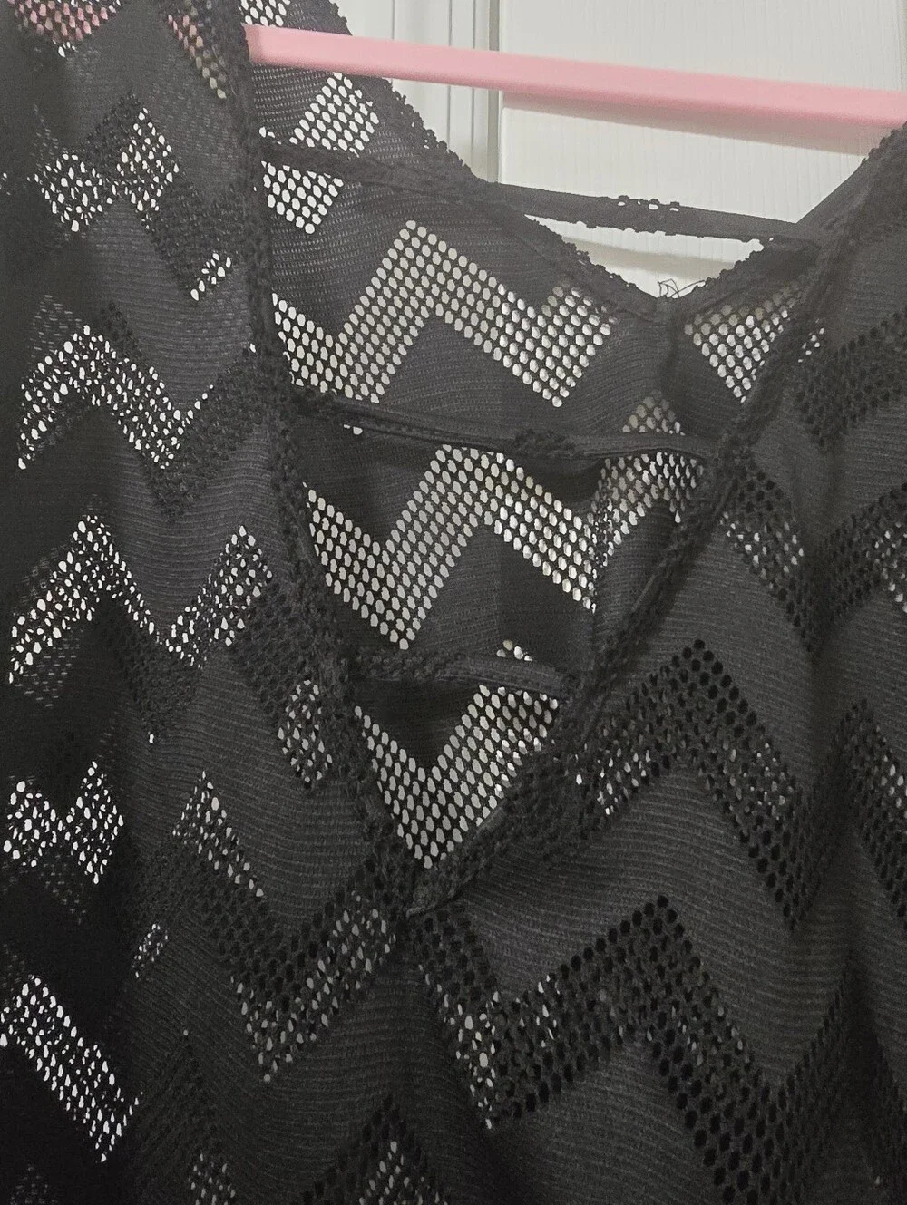 Swimsuits For All Black Mesh Cover-Up with Chevron Texture - Picture 2 of 4